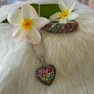 💝 EUC, Brighton Crystal Voyage Heart Necklace and Bracelet Set
